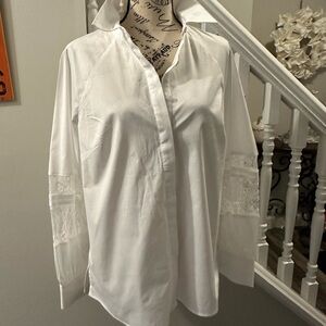 White House Black Market White Long Sleeve Button Down Shirt